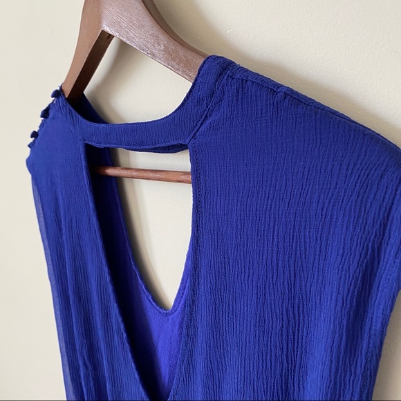 Urban Outfitters V-Neck Open Back Dress Blue Sz 2 - Picture 6 of 11